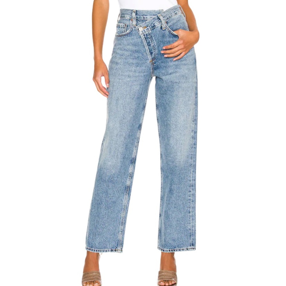 Agolde Criss Cross Oversized Jeans in Light Blue Wash
